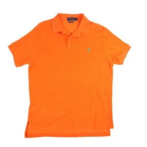Polo Ralph Lauren Custom Fit Polo Shirt Mens L Orange Solid Terry Cloth Summer